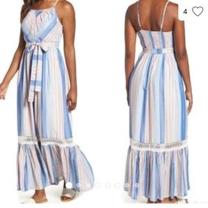Everleigh petite maxi sundress- blue multi stripe